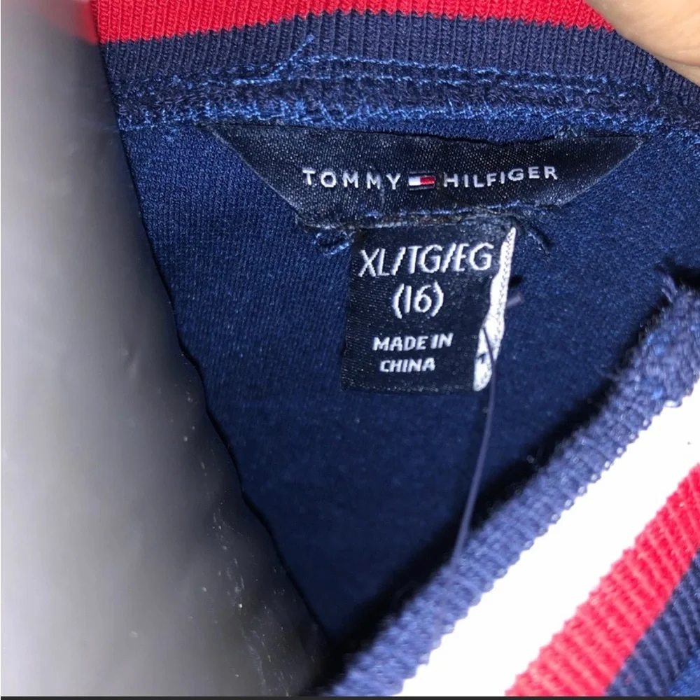 NWT Flag Blue/Red TOMMY HILFIGER Sequin Short Sleeve Dress, girl size XL(16)